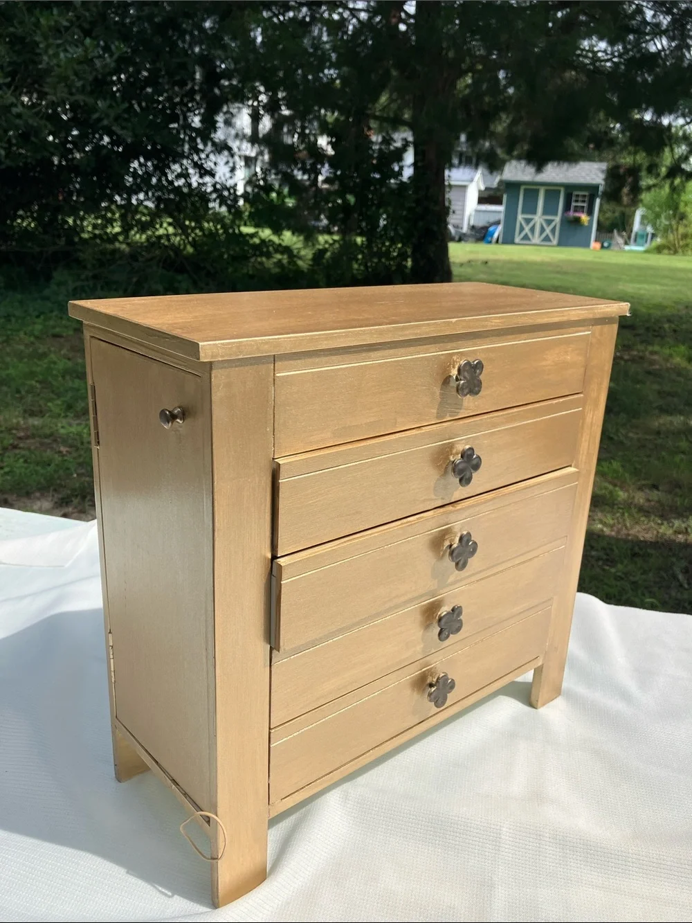 Beautiful Solid Wood Jewelry Organizer in Gold Stained/Painted